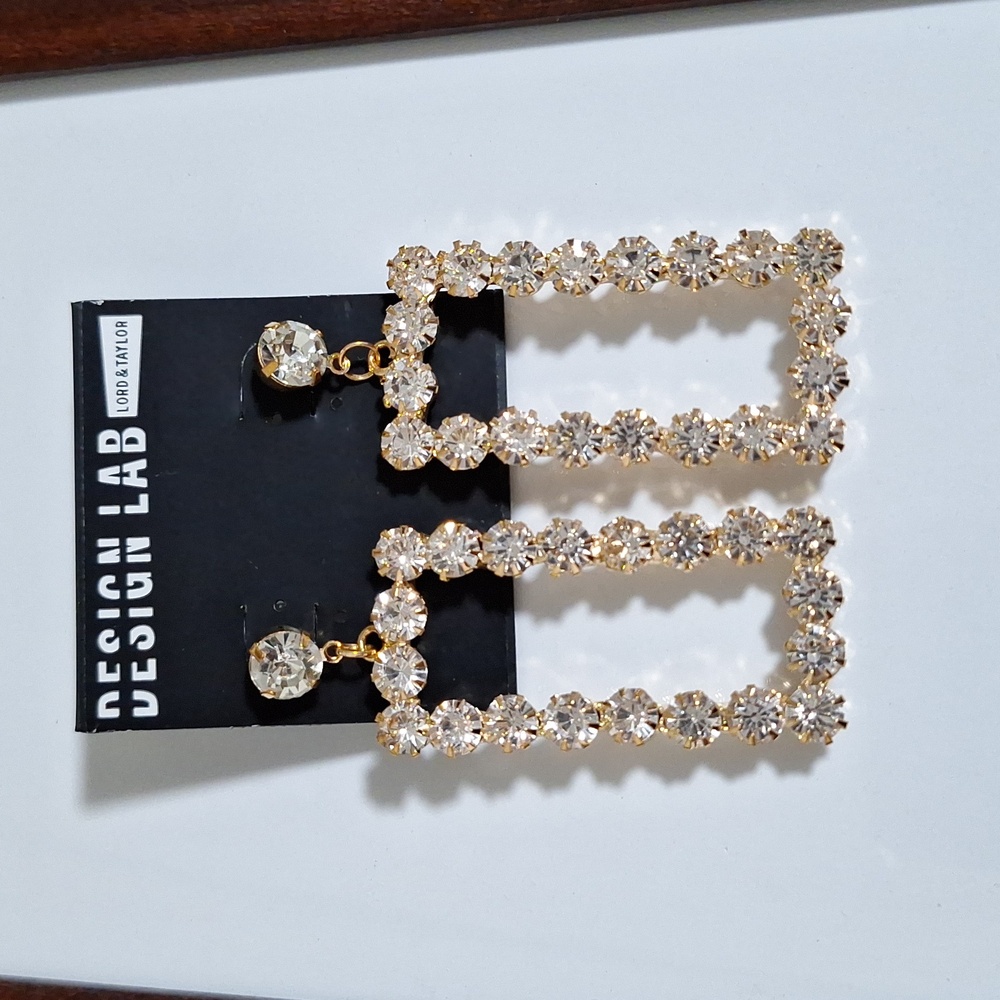 DESIGN LAB CRYSTAL RECTANGLE EARRINGS